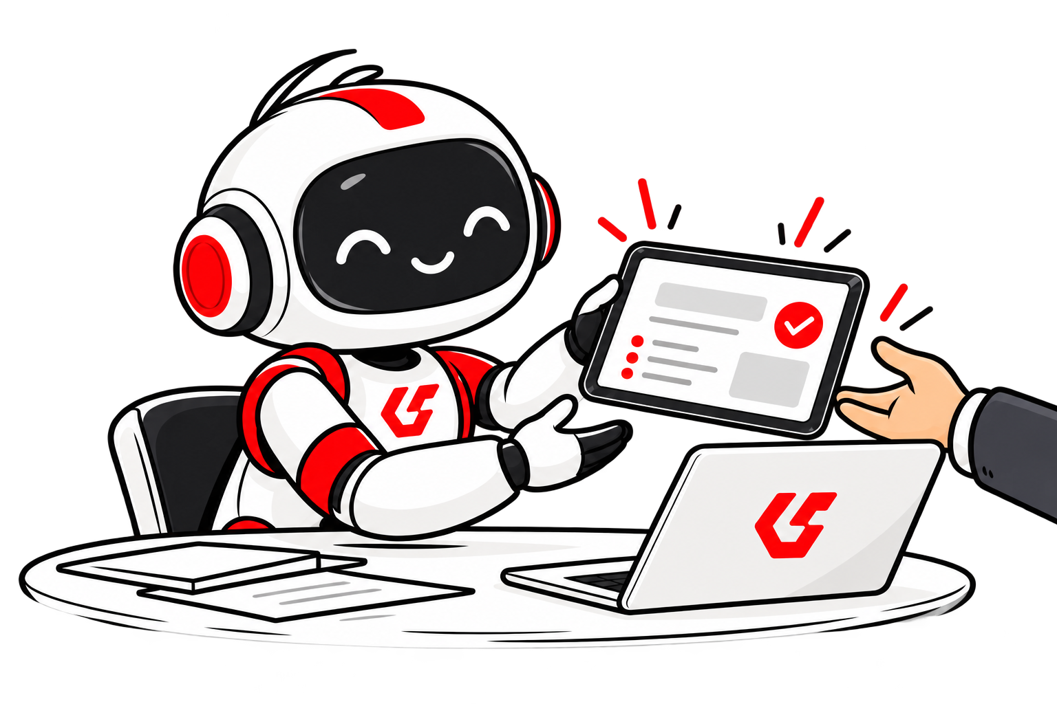 Code Sage Labs mascot handing a finished interface to an agency partner